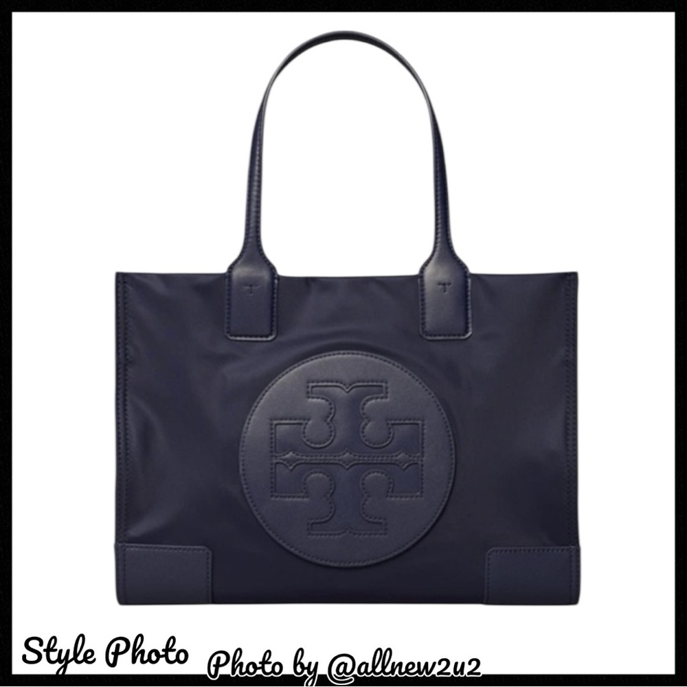 Tory Burch Large Black Ella Patent Leather/Nylon Tote